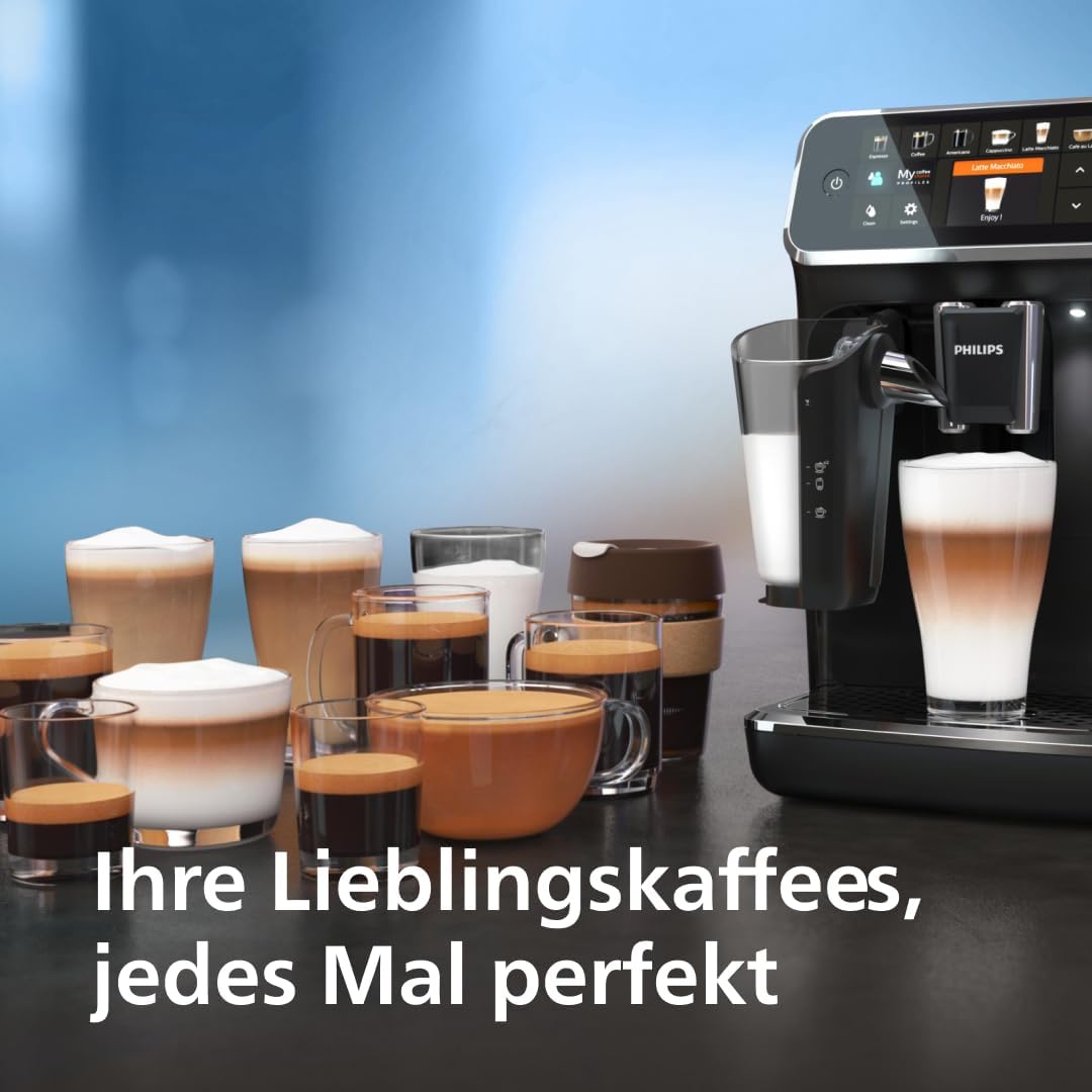 5400 Series EP5441/50 Kaffeevollautomat, 12 Kaffeespezialitäten, LatteGo Milchsystem, Touchdisplay, anpassbare Kaffeeeinstellungen, schwarz